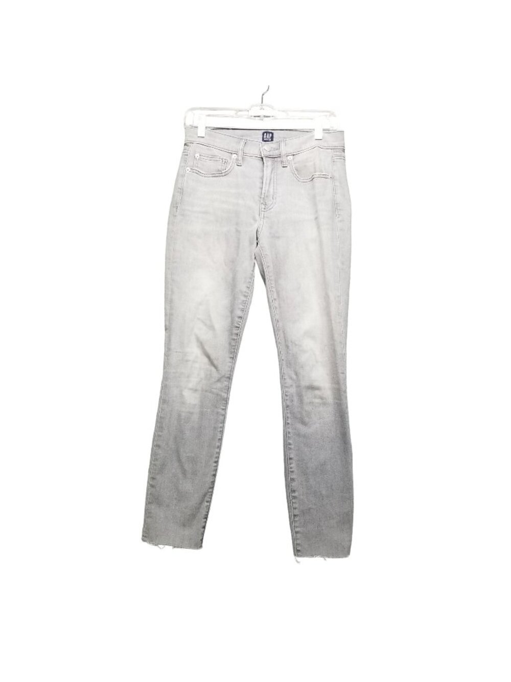 GAP Jeans Womens 26 Gray Stretch Denim Skinny Ankle Frayed Hem